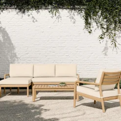 Mara Vista Outdoor 2-Piece Chaise Sectional (88"), Lounge Chair & Coffee Table (44") Set