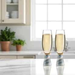 Marble & Glass Champagne Flutes (Set of 2)