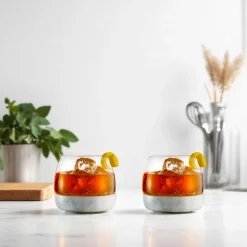 Marble & Glass Whiskey Glasses (Set of 2)
