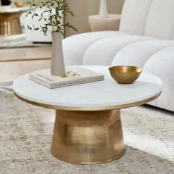 Marble Topped Pedestal Coffee Table (30.5")