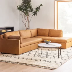 Marin Leather 2-Piece Bumper Chaise Sectional (114")