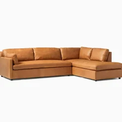 Marin Leather 2-Piece Bumper Chaise Sectional (114")