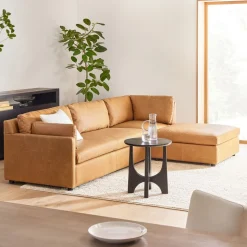 Marin Leather 3-Piece Ottoman Sectional (114")