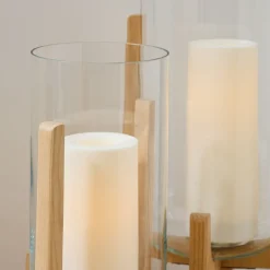 Marti Mid-Century Glass & Wood Lanterns