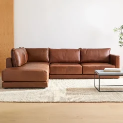 Melbourne Leather 2-Piece Bumper Chaise Sectional (116"–126")