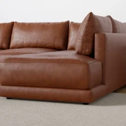 Melbourne Leather 2-Piece Bumper Chaise Sectional (116"–126")