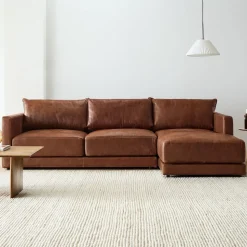 Melbourne Leather 2-Piece Chaise Sectional (112"–122")