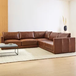 Melbourne Leather 3-Piece L-Shaped Sectional (116"–126")