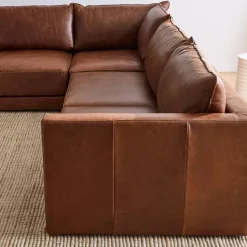 Melbourne Leather 3-Piece L-Shaped Sectional (116"–126")