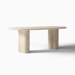 Menorca Faux Travertine Outdoor Oval Dining Table (86")