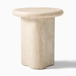 Menorca Faux Travertine Outdoor Side Table (18")