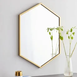 Metal Frame Hexagon Wall Mirror