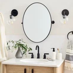 Metal Frame Pivot Oval Wall Mirror - 26"
