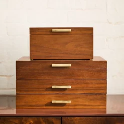 Mid-Century Acorn Wood Jewelry Boxes