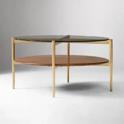 Mid-Century Art Display Round Coffee Table (34"–42")