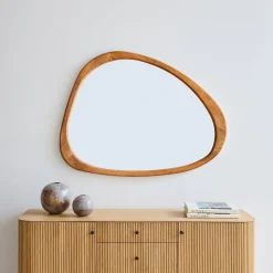 Mid-Century Asymmetrical Wood Wall Mirror