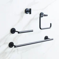 Mid-Century Bathroom Hardware - Matte Black