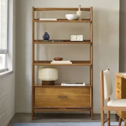 Mid-Century Bookshelf w/ Drawer (38")