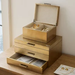 Mid-Century Champagne Lacquer Jewelry Boxes