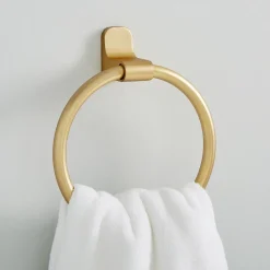Mid-Century Contour Bathroom Hardware - Antique Brass