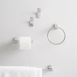 Mid-Century Contour Bathroom Hardware - Chrome