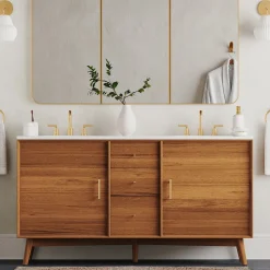 Mid-Century Double Bathroom Vanity (63"–72")