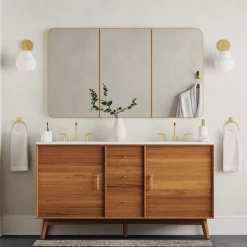 Mid-Century Double Bathroom Vanity (63"–72")