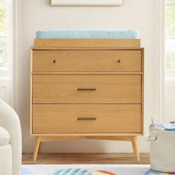 Mid-Century 3-Drawer Narrow Dresser with Removable Topper (36")
