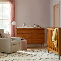 Mid-Century 6-Drawer Wide Dresser with Removable Topper (56")