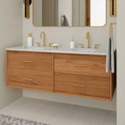 Mid-Century Floating Double Bathroom Vanity (63"–72")
