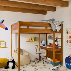 Mid-Century Full Loft Bed w/ Desk