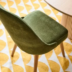 Mid-Century High Back Dining Chair - Wood Legs