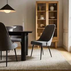 Mid-Century High-Back Dining Chair - Metal Legs