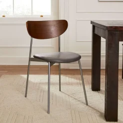 Mid-Century Modern Petal Leather Dining Chair