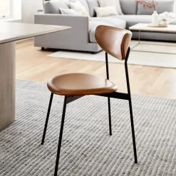 Mid-Century Modern Petal Leather Dining Chair