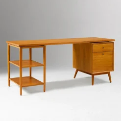 Mid-Century Modular Desk w/ File Cabinet & Shelves (70")