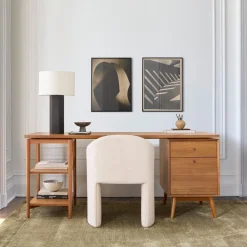 Mid-Century Modular Desk w/ File Cabinet & Shelves (70") - ADA