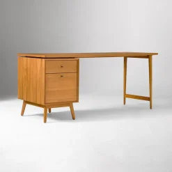 Mid-Century Modular Desk w/ File Cabinet (70")