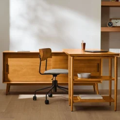Mid-Century Modular L-Shaped Desk w/ Shelves & Bookcase (70")
