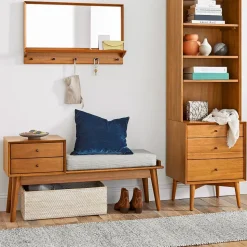Mid-Century Narrow Bookcase w/ Closed Storage (20.5")
