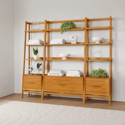 Mid-Century 3-Piece Wide & Narrow Narrow Bookshelf Set (82")