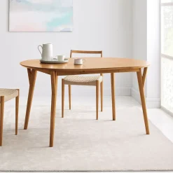 Mid-Century Rounded Extendable Dining Table (42"–80")