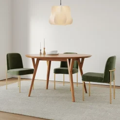 Mid-Century Round Extendable Dining Table & Chairs Set