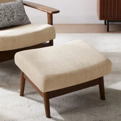 Mid-Century Show Wood Ottoman