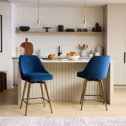 Mid-Century Swivel Counter Stool - Metal Legs