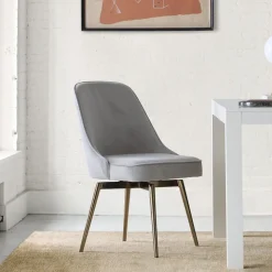Mid-Century Swivel Office Chair - Metal Legs