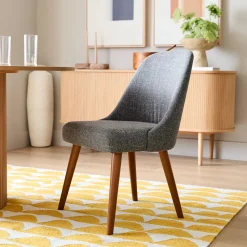 Mid-Century Upholstered Dining Chair - Wood Legs