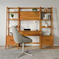 Mid-Century Wall Desk & Shelf Set (82")