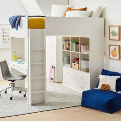 Milo Full Loft Bed w/ Desk & Storage