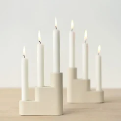 Misewell Step Ceramic Candelabra - White